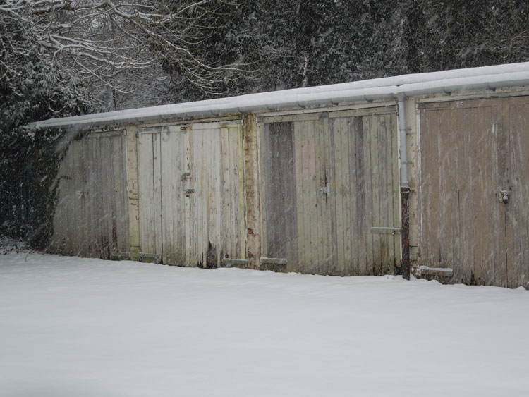 Garages in the snow